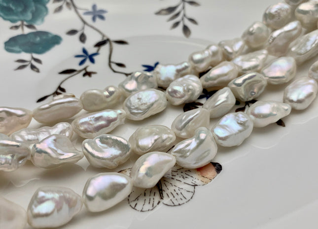 9x13-12x17mm AAAAA Very Rare High Luster Natural White Keshi Nugget Freshwater Pearl Beads Genuine Quality Center Drilled Keshi Pearl #P1203