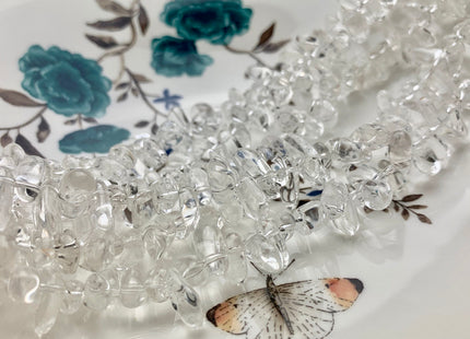 7x10-12 mm AAA Top Drilled Clear Quartz Beads Icicle Shape Natural Clear Rock Crystal Gemstone Beads Genuine Natural Chips 8 Inches #3013