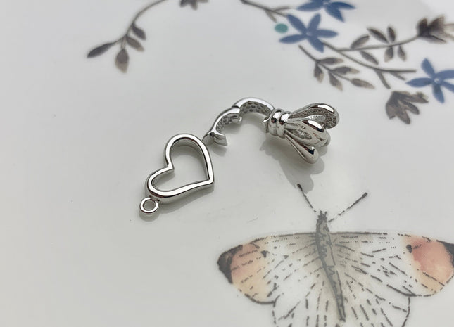 8x13 mm 925 Sterling Silver Interlaced Heart Shape Clasp Sterling Silver Findings 925 Sterling Silver Clasps DIY Jewelry #10087-A