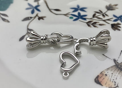 8x13 mm 925 Sterling Silver Interlaced Heart Shape Clasp Sterling Silver Findings 925 Sterling Silver Clasps DIY Jewelry #10087-A