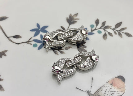 10x25 mm 925 Sterling Silver Fox Shape Clasp Sterling Silver Findings 925 Sterling Silver Clasps W/CZ DIY Jewelry #10087-C