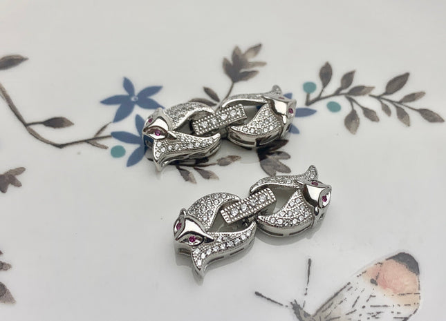 10x25 mm 925 Sterling Silver Fox Shape Clasp Sterling Silver Findings 925 Sterling Silver Clasps W/CZ DIY Jewelry #10087-C