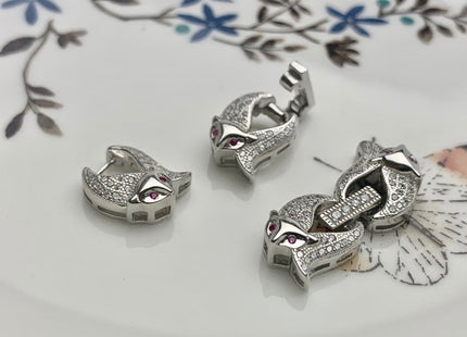 10x25 mm 925 Sterling Silver Fox Shape Clasp Sterling Silver Findings 925 Sterling Silver Clasps W/CZ DIY Jewelry #10087-C