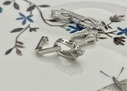 9x30 mm 925 Sterling Silver Lotus Shape Clasp Sterling Silver Findings 925 Sterling Silver Clasps W/CZ DIY Jewelry #10087-D