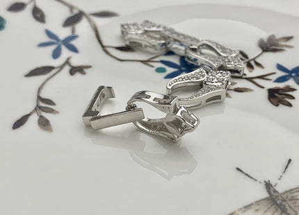 9x30 mm 925 Sterling Silver Lotus Shape Clasp Sterling Silver Findings 925 Sterling Silver Clasps W/CZ DIY Jewelry #10087-D