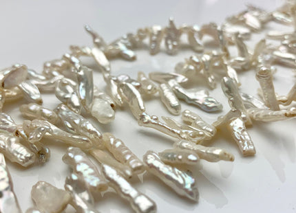 3-5x12-18 mm Natural White Top Drilled Biwa Stick Freshwater Pearl Beads Genuine Rare Freshwater Stick Pearls C Grade #P1204