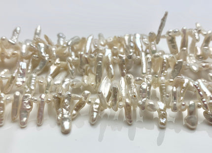 3-5x12-18 mm Natural White Top Drilled Biwa Stick Freshwater Pearl Beads Genuine Rare Freshwater Stick Pearls C Grade #P1204