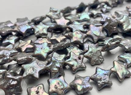 12 mm AA Very Rare Gray Color Star Shape Freshwater Coin Pearl Beads Genuine High Luster Star Coin Pearl 34 Beads #P1207