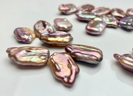 ONE Piece AAAA 15x23 mm Natural Mauve Pink Super High Luster Half Drilled Rectangle Coin Pearl For Earring Pendant Iridescent Color #P1211