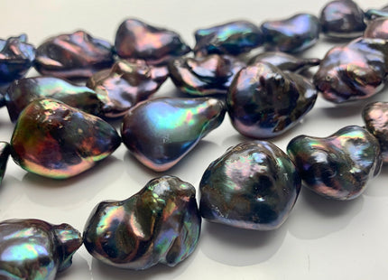 One Piece 19-23x26-33 mm AAA Very Rare Jumbo Rainbow Peacock Baroque Pearl High Luster Nugget Shape Quality Baroque Pearl Beads #P1214