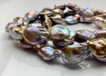 16-21x25-30mm AAA Very Rare Jumbo Natural Mauve Pink Baroque Pearl High Luster With Iridescent Color Nugget Baroque 15-16 Beads #P1215-A