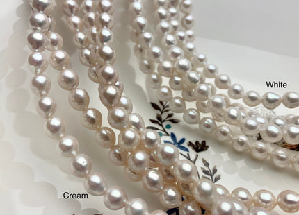 7x8mm AAA Natural White Freshwater Akoya TearDrop Pearl Bead Genuine Natural White High Luster Chinese Freshwater Akoya 55 Pieces #P1177