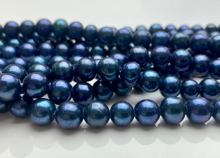 8-9mm AAA Large Hole Blue Peacock Potato Freshwater Pearl Beads Hole Size 1.2mm Or 2.2mm Genuine Rare Blue Color Large Hole Pearl #P1216
