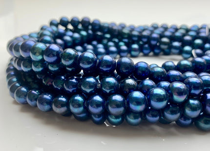 8-9mm AAA Large Hole Blue Peacock Potato Freshwater Pearl Beads Hole Size 1.2mm Or 2.2mm Genuine Rare Blue Color Large Hole Pearl #P1216