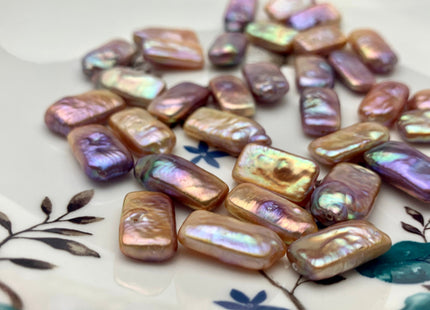 ONE Piece AAAA 10x18 mm Natural Dark Mauve Pink High Luster Through Or Half Drilled Thick Rectangle Coin Pearl For Earring Pendant #P1223