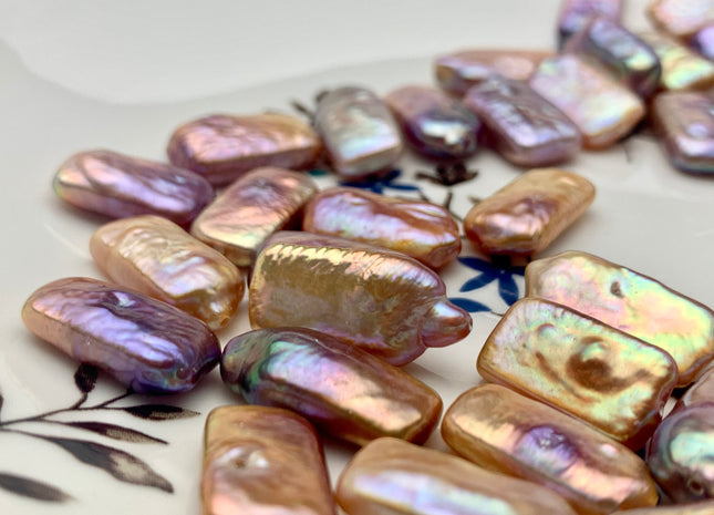 ONE Piece AAAA 10x18 mm Natural Dark Mauve Pink High Luster Through Or Half Drilled Thick Rectangle Coin Pearl For Earring Pendant #P1223