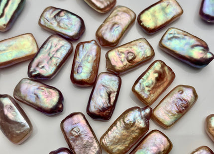 ONE Piece AAAA 10x18 mm Natural Dark Mauve Pink High Luster Through Or Half Drilled Thick Rectangle Coin Pearl For Earring Pendant #P1223