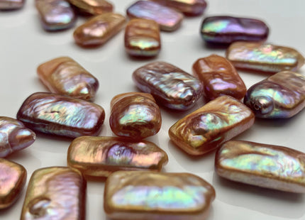 ONE Piece AAAA 10x18 mm Natural Dark Mauve Pink High Luster Through Or Half Drilled Thick Rectangle Coin Pearl For Earring Pendant #P1223