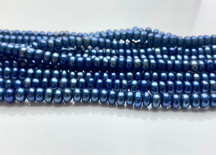 6mm AAA Large Hole Royal Blue Button/Rondelle Freshwater Pearls Hole Size 1.2mm 1.5mm Genuine Large Hole Freshwater Pearl Beads #P1218