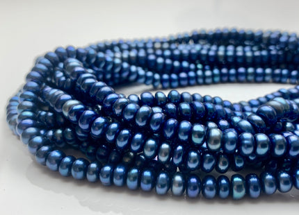 6mm AAA Large Hole Royal Blue Button/Rondelle Freshwater Pearls Hole Size 1.2mm 1.5mm Genuine Large Hole Freshwater Pearl Beads #P1218