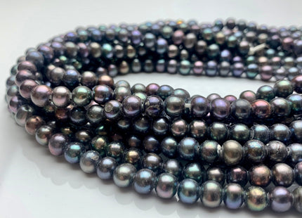 6-7 mm Peacock Large Hole Potato Freshwater Pearls Hole Size 1.8 mm Genuine Cultured Freshwater Pearl Beads Full Strand 63 Pieces #P1229