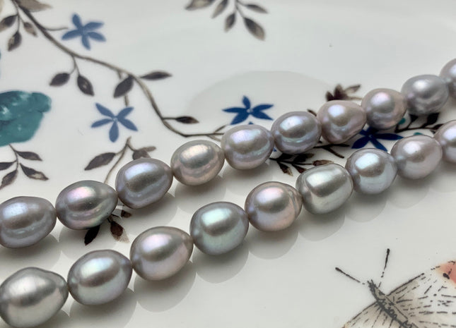8x9-10 mm AAA Pinkish Gray Color Rice/Oval Freshwater Pearl Beads Genuine High Luster Cultured Freshwater Pearls 40 Pieces #P1231