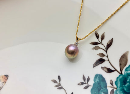 One Piece Genuine 18K Solid Yellow/White Gold Pendant Setting W/CZ For Half Drilled Pearl 18K Gold Pendant Pearl Mounting DIY Jewelry #10091