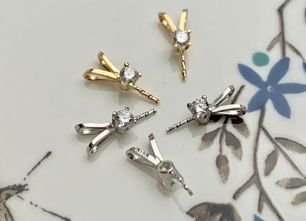 One Piece Genuine 18K Solid Yellow/White Gold Pendant Setting W/CZ For Half Drilled Pearl 18K Gold Pendant Pearl Mounting DIY Jewelry #10091