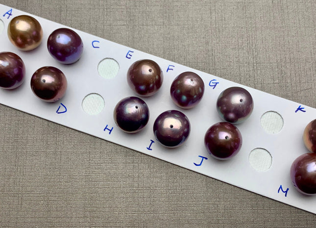 ONE Piece AAAA 11.5-13x13-15 mm Ultra Dark Natural Mauve Purple Top Quality High Luster Half Drilled Baroque Edison Freshwater Pearls #P1151