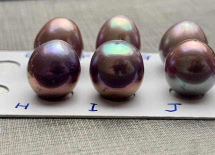 ONE Piece AAAA 11.5-13x13-15 mm Ultra Dark Natural Mauve Purple Top Quality High Luster Half Drilled Baroque Edison Freshwater Pearls #P1151