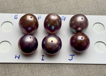 ONE Piece AAAA 11.5-13x13-15 mm Ultra Dark Natural Mauve Purple Top Quality High Luster Half Drilled Baroque Edison Freshwater Pearls #P1151