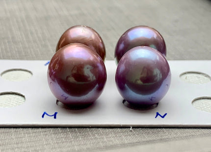 ONE Piece AAAA 11.5-13x13-15 mm Ultra Dark Natural Mauve Purple Top Quality High Luster Half Drilled Baroque Edison Freshwater Pearls #P1151