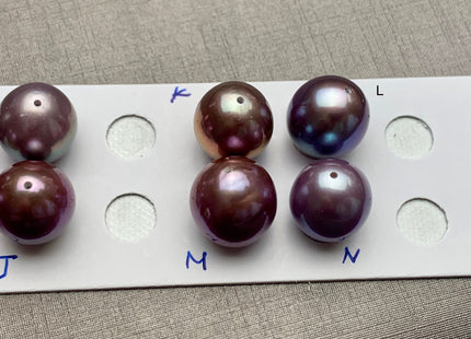 ONE Piece AAAA 11.5-13x13-15 mm Ultra Dark Natural Mauve Purple Top Quality High Luster Half Drilled Baroque Edison Freshwater Pearls #P1151