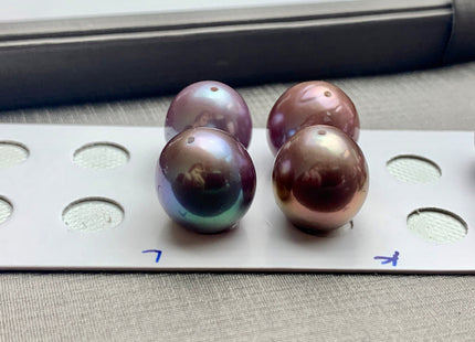 ONE Piece AAAA 11.5-13x13-15 mm Ultra Dark Natural Mauve Purple Top Quality High Luster Half Drilled Baroque Edison Freshwater Pearls #P1151