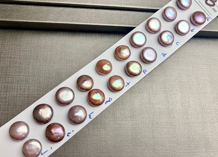 ONE Pair AAAAA 12-13 mm Ultra Dark Natural Mauve Purple Top Quality Super High Luster Half Drilled Paired Earring Thick Coin Pearls #P1153-B