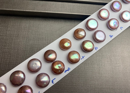 ONE Pair AAAAA 12-13 mm Ultra Dark Natural Mauve Purple Top Quality Super High Luster Half Drilled Paired Earring Thick Coin Pearls #P1153-B