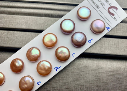 ONE Pair AAAAA 12-13 mm Ultra Dark Natural Mauve Purple Top Quality Super High Luster Half Drilled Paired Earring Thick Coin Pearls #P1153-C