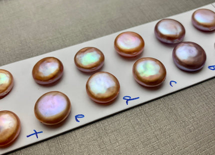 ONE Pair AAAAA 12-13 mm Ultra Dark Natural Mauve Purple Top Quality Super High Luster Half Drilled Paired Earring Thick Coin Pearls #P1153-C