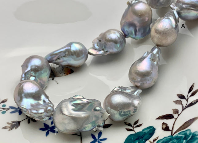 One-Of-A-Kind 18x20-22x32 mm AA Very Rare HUGE Baroque Freshwater Pearl Beads Genuine Gray Color High Quality Baroque Pearls #1713