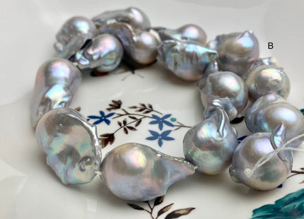 One-Of-A-Kind 18x20-22x32 mm AA Very Rare HUGE Baroque Freshwater Pearl Beads Genuine Gray Color High Quality Baroque Pearls #1713