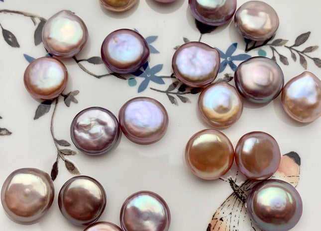 ONE Piece AAAAA 11-13 mm Natural Mauve Purple Top Quality Super High Luster Half Drilled Thick Coin Pearls For Earring And Pendant #P1155-A