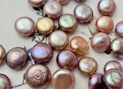 ONE Piece AAAAA 12-14 mm Natural Mauve Purple Top Quality Super High Luster Large Hole Thick Coin Pearls Hole Size 1.2mm Or 2.1mm #P1156