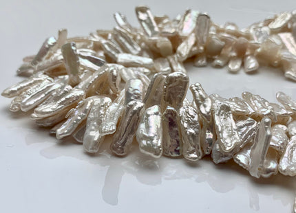 WHOLESALE 7x15-20 mm AAA Natural White Side Drilled Biwa Stick Pearls Genuine High Luster Top Drilled Natural Biwa Pearl Beads #1398