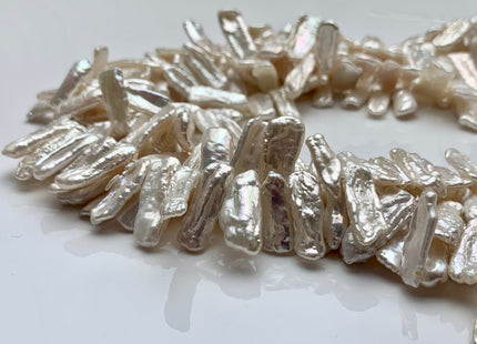 WHOLESALE 7x15-20 mm AAA Natural White Side Drilled Biwa Stick Pearls Genuine High Luster Top Drilled Natural Biwa Pearl Beads #1398