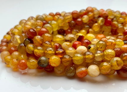 8 mm 10 mm Faceted Round Multi Orange Color Fire Agate Gemstone Beads Genuine Agate Gemstone Loose Beads 15 Inches Strand #3504