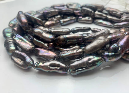 8-10x20-25 mm Peacock Or Brown Freshwater Biwa/Stick Pearls, Genuine Peacock Brown Biwa Stick Freshwater Pearls #P1160