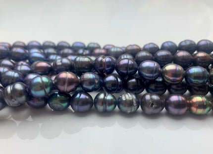 8.5x10-11 mm Rice / Oval Freshwater Pearls Blue Peacock Color Genuine Freshwater Rice Pearl Beads With Rings #P1162