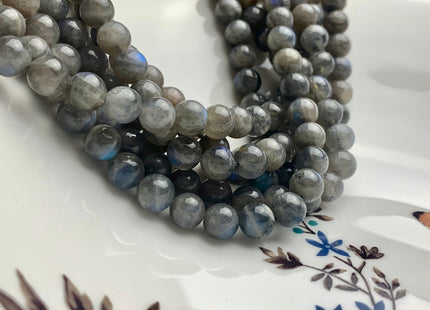 8 mm AAA Flashy Blue Natural Black Labradorite Beads Genuine Natural Color Smooth Round Flashes Fire Labradorite 15 inches 48 Beads #3500