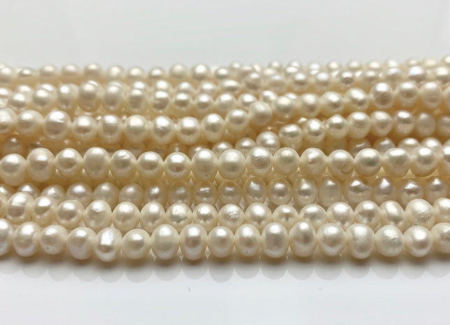 4.5-5 mm Natural White Potato Freshwater Pearl Beads #P1251