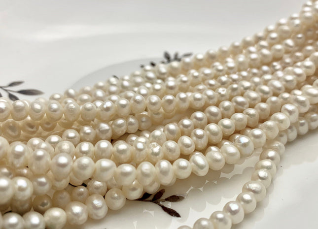 4.5-5 mm Natural White Potato Freshwater Pearl Beads #P1251